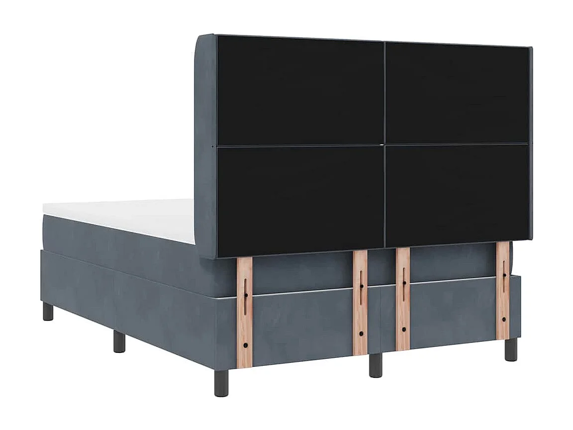 Cama tipo Box Spring Gris oscuro 140 x 200 cm Terciopelo