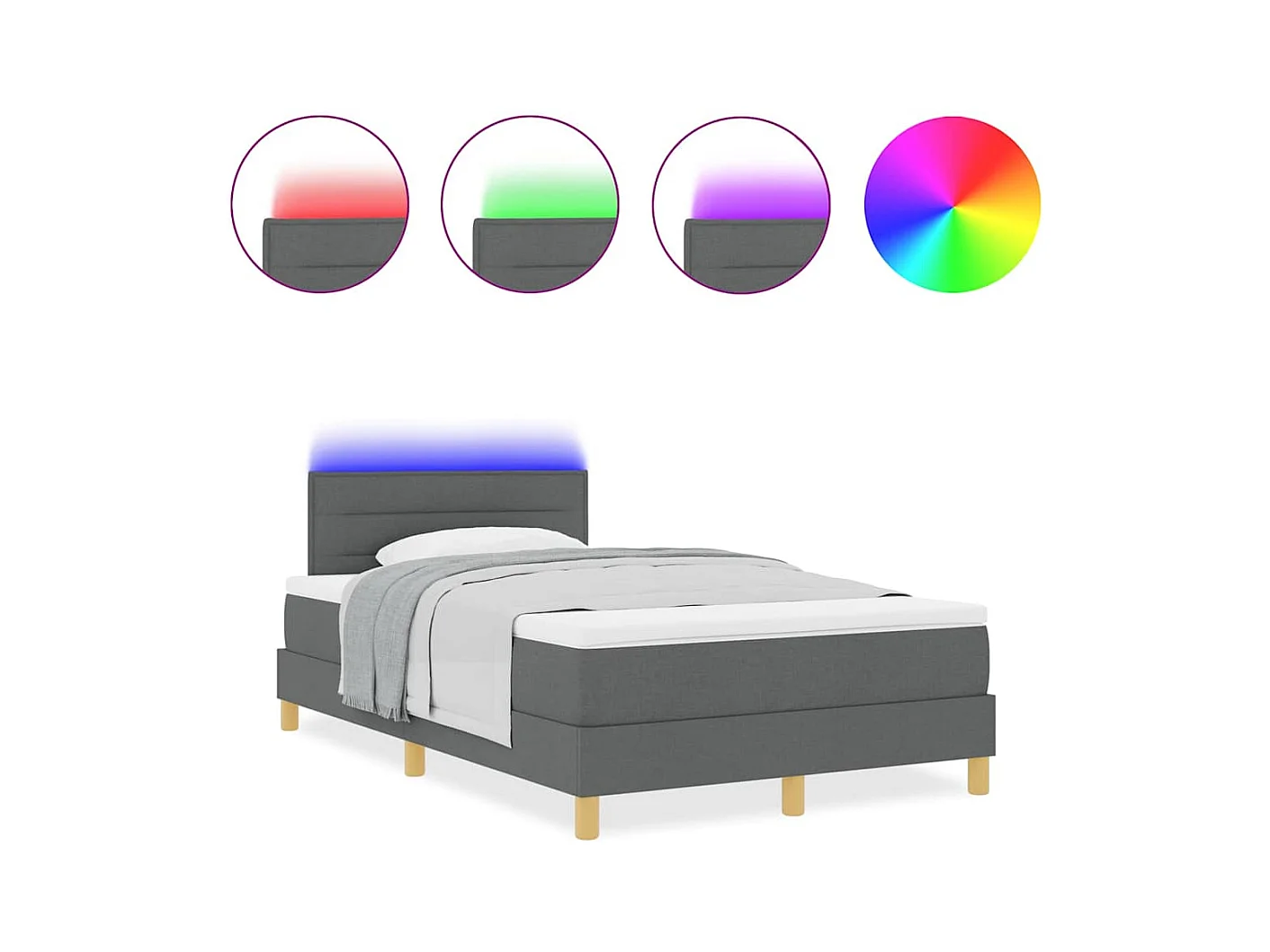 Boxspring bed met matras Donkergrijs 120 x 190 cm Stof