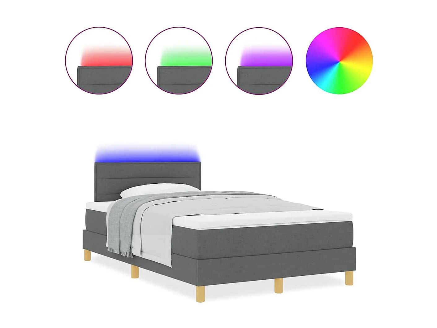 Boxspring bed met matras Donkergrijs 120 x 190 cm Stof