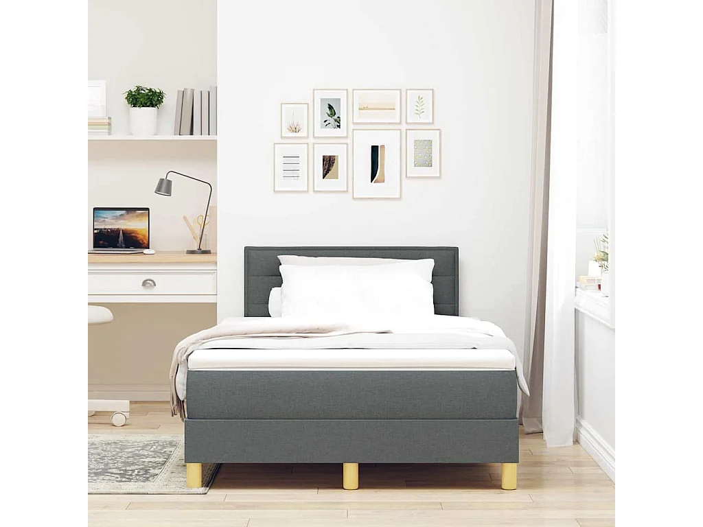 Boxspring bed met matras Donkergrijs 120 x 190 cm Stof