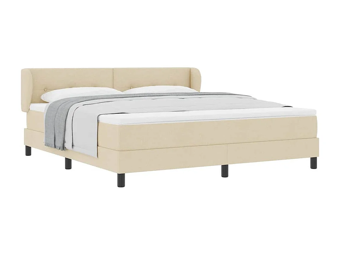 Cama box spring con colchón con colchón Crema 180 x 200 cm tela