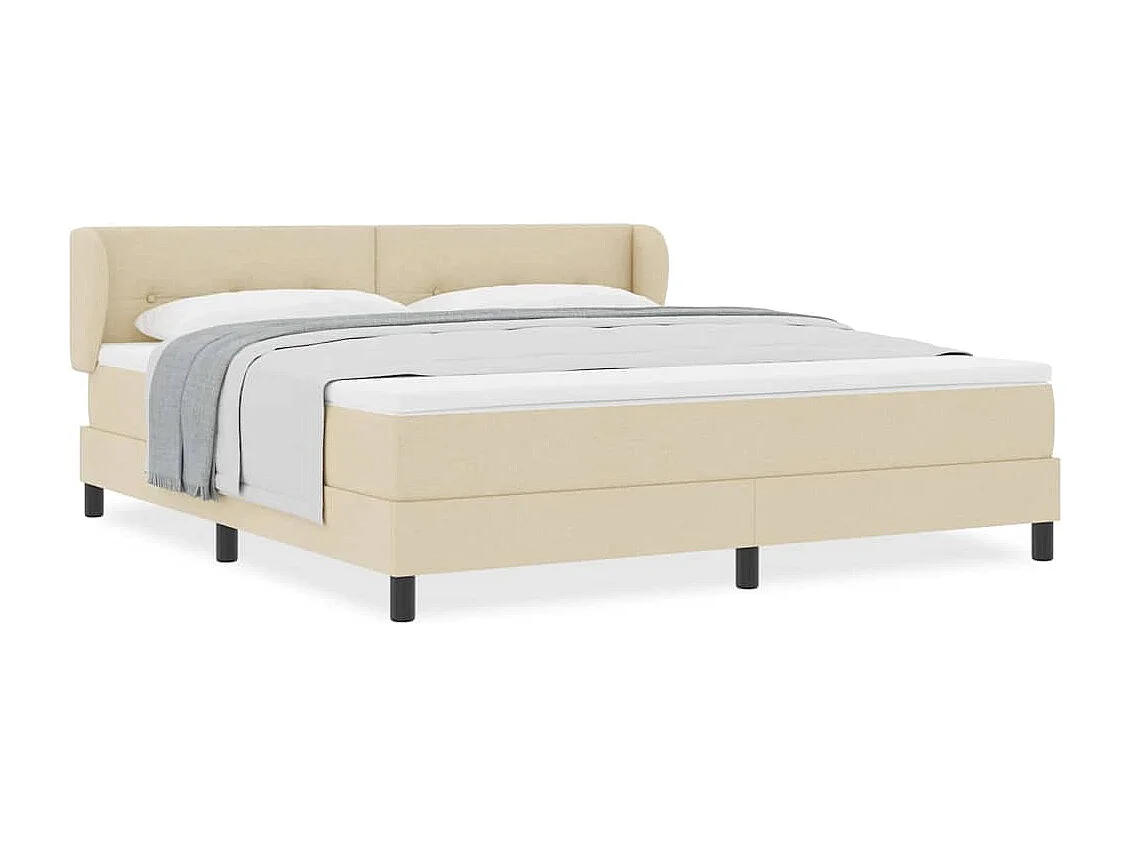Cama box spring con colchón con colchón Crema 180 x 200 cm tela