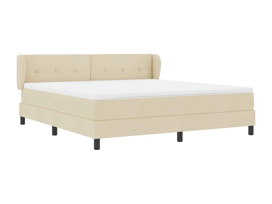 Cama box spring con colchón con colchón Crema 180 x 200 cm tela