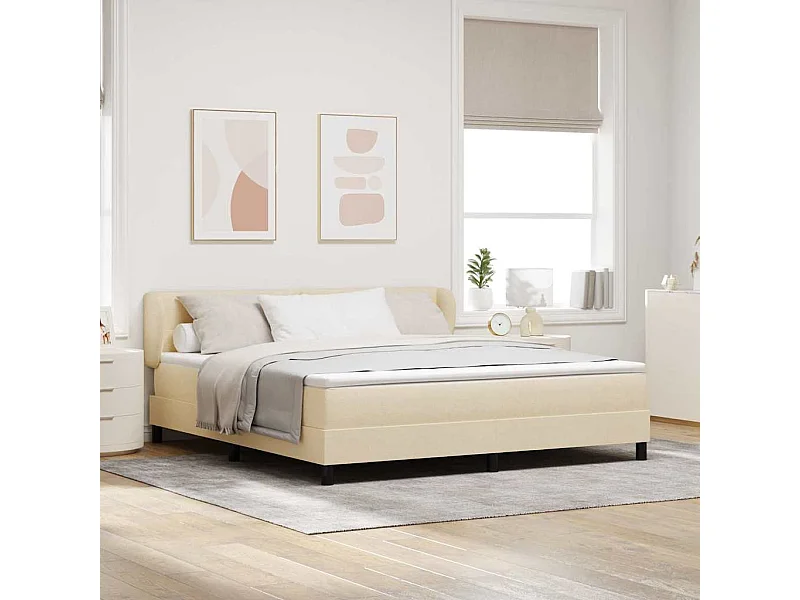 Cama box spring con colchón con colchón Crema 180 x 200 cm tela