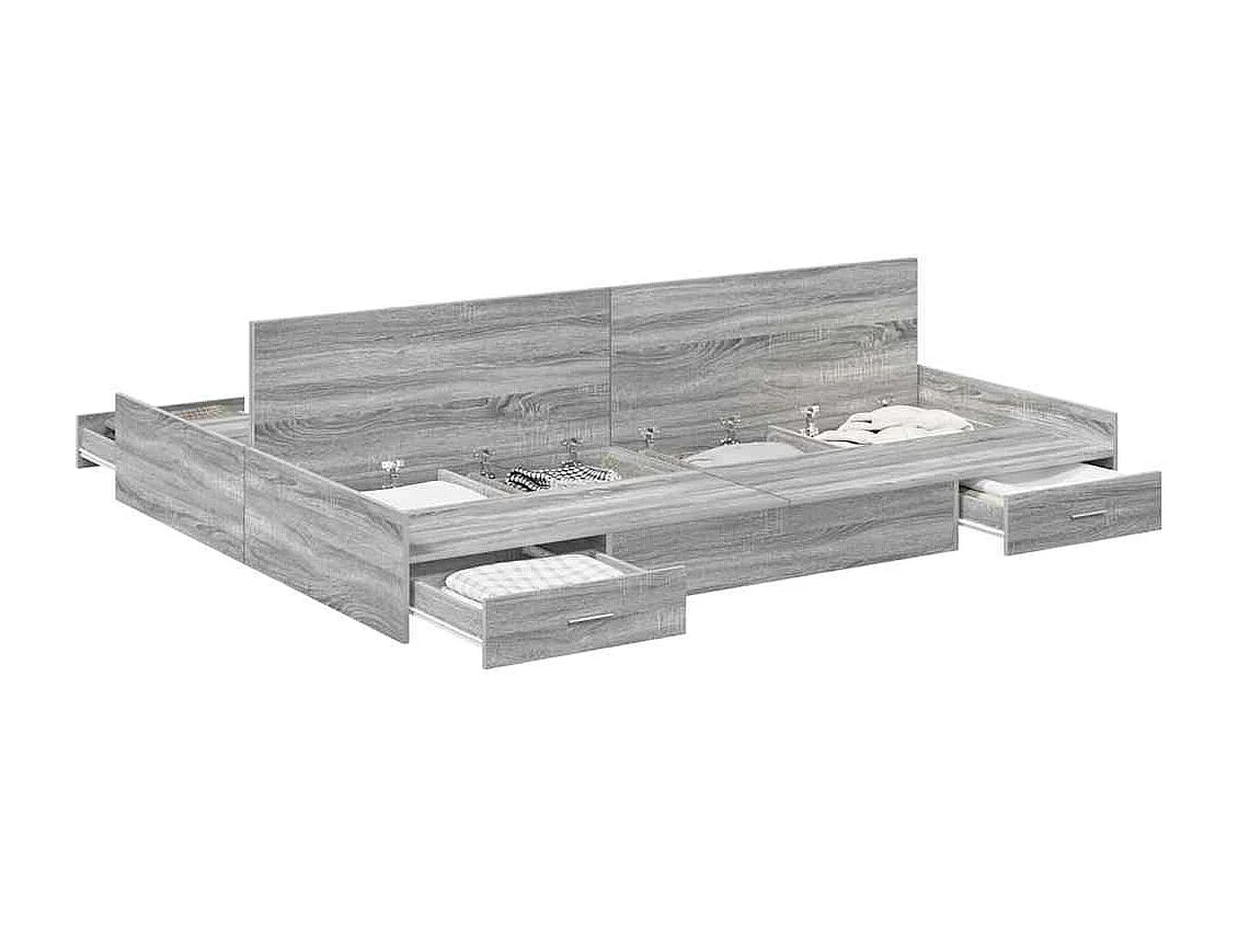 Cadre de lit avec rangement Sonoma gris 135 x 190 cm