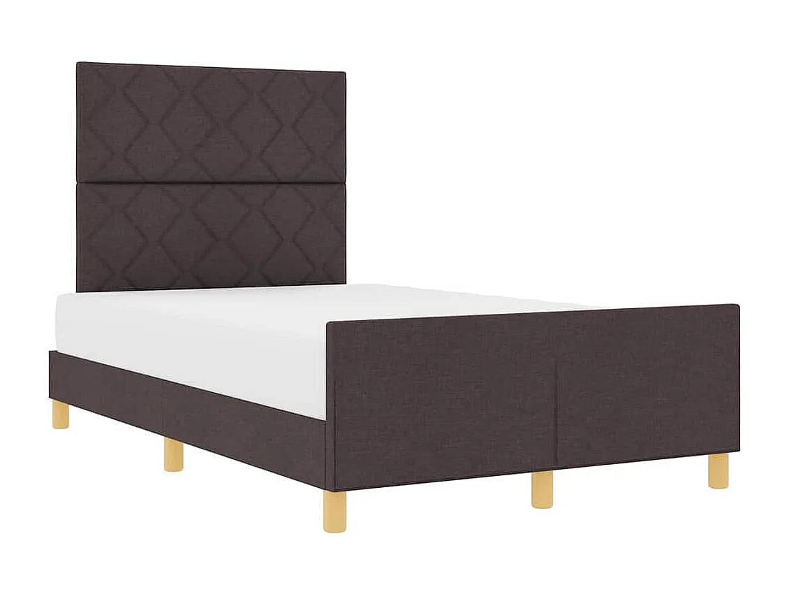 Estructura de cama con cabecera Marrón oscuro 120 x 190 cm tela