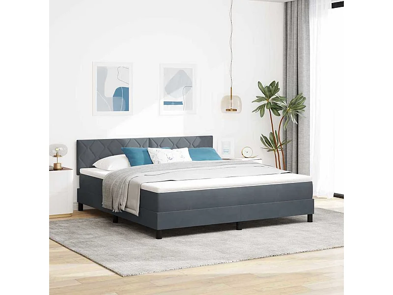 Cama con Somier y Colchón Gris oscuro 180 x 200 cm tela