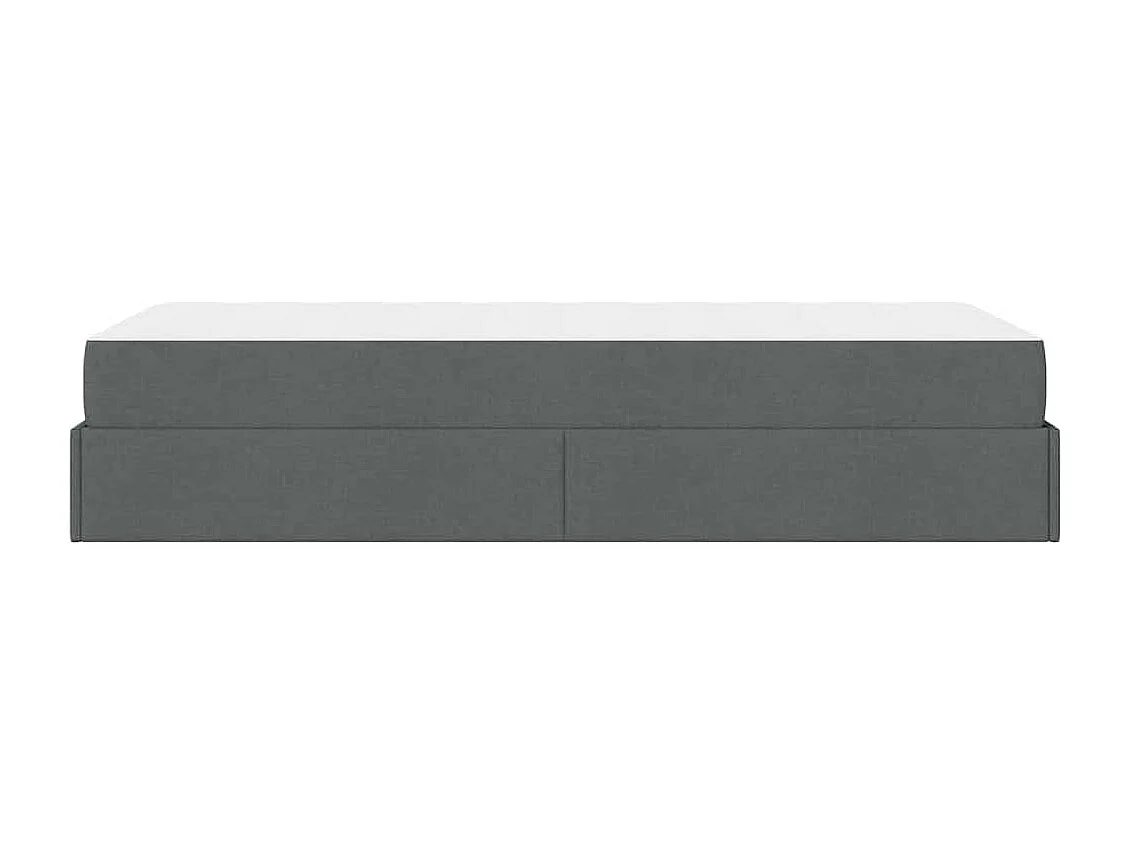 Cadre de lit avec matelas Gris foncé 90 x 200 cm tissu