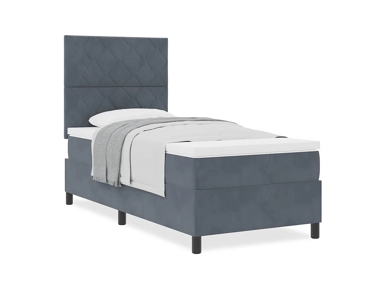 Cadre de lit avec matelas Gris foncé 100 x 200 cm Velours