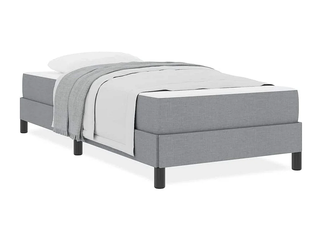 Cama tipo Box Spring con colchón Gris claro 90 x 190 cm tela