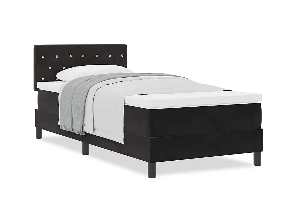 Cadre de lit avec matelas avec matelas Noir 90 x 200 cm tissu