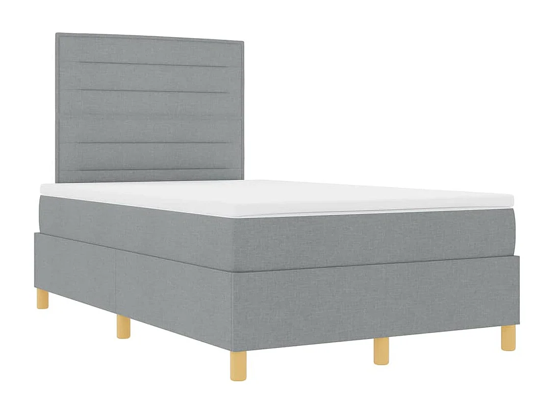 Cama tipo Box Spring con cabecera Gris claro 120 x 200 cm tela