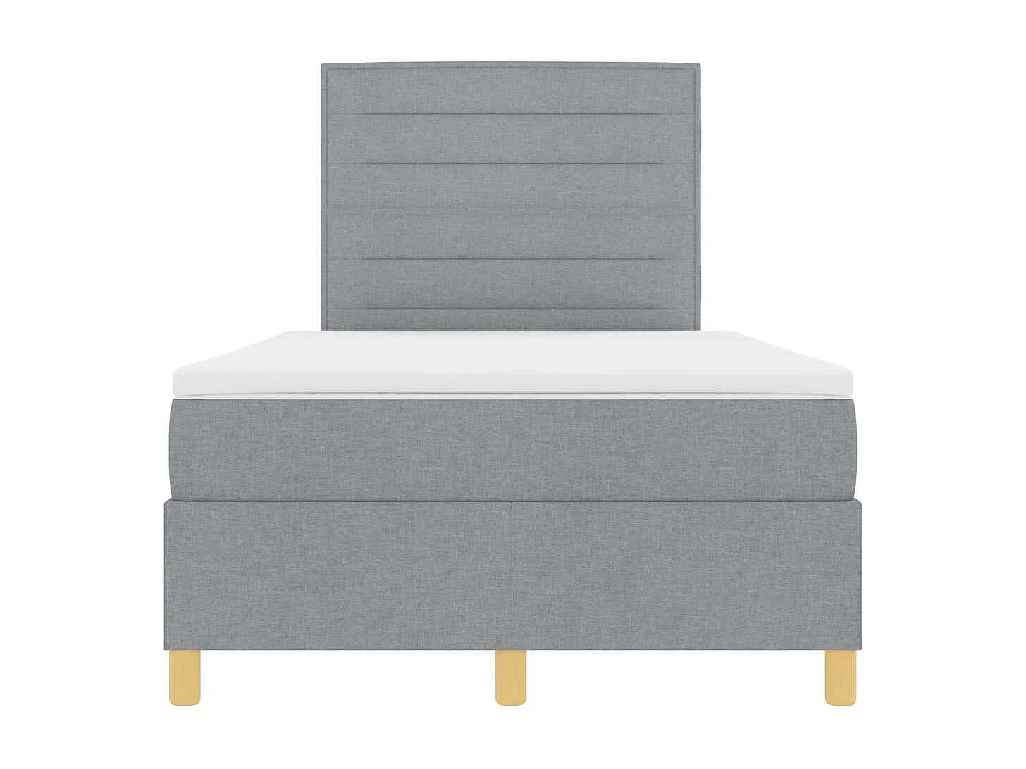 Cama tipo Box Spring con cabecera Gris claro 120 x 200 cm tela