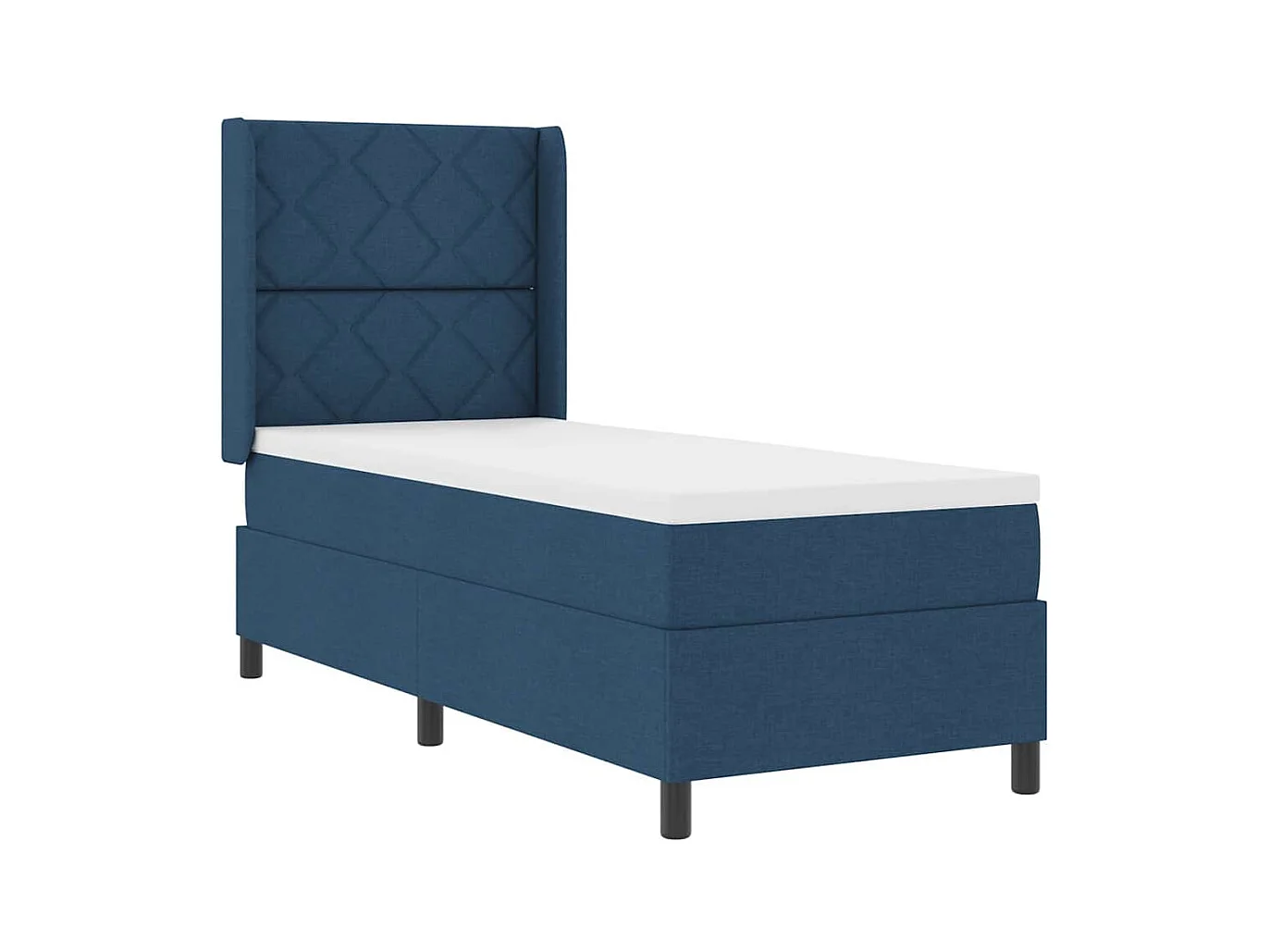 Cama Box com colchão com cabeceira Azul 80 x 200 cm tecido