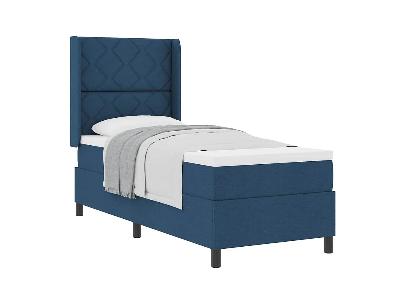 Cama Box com colchão com cabeceira Azul 80 x 200 cm tecido