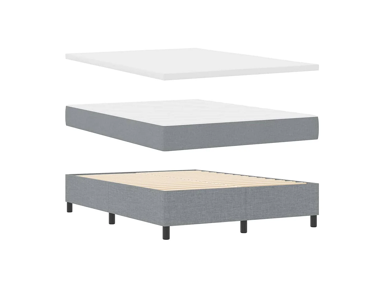 Cadre de lit avec matelas Gris clair 140 x 200 cm tissu