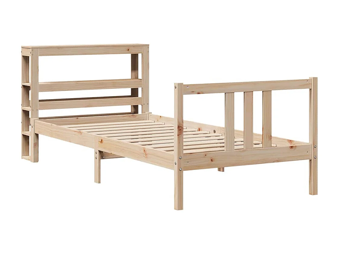 Estructura de cama con cabecero madera maciza pino 75x190 cm