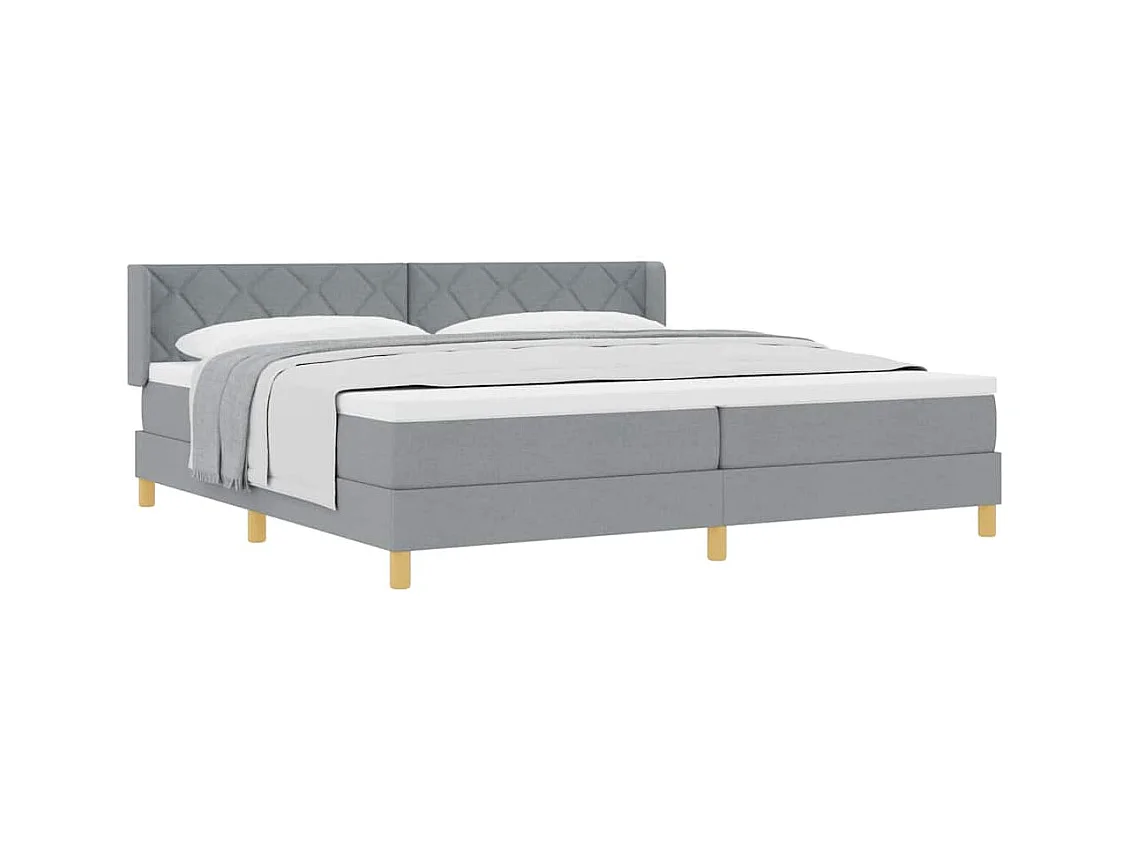 Cama con Somier con colchón Gris claro 200 x 200 cm tela