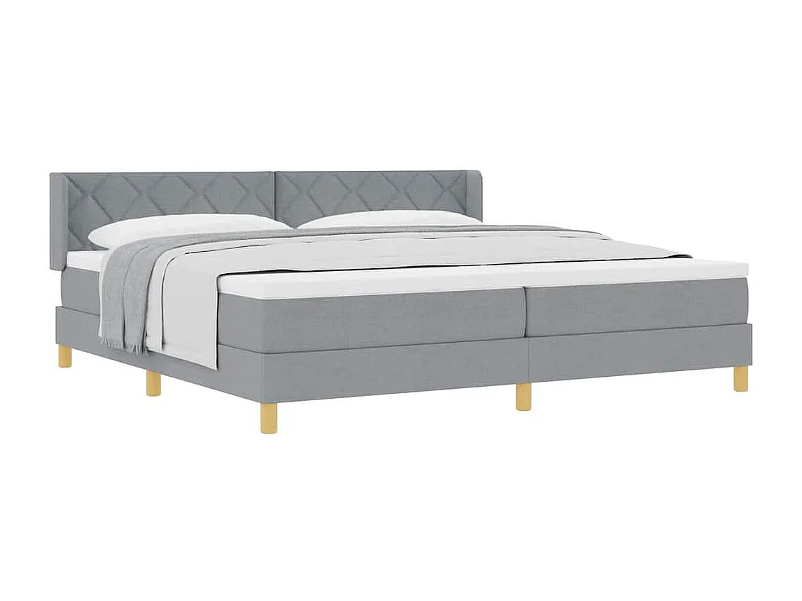 Cadre de lit avec matelas Gris clair 200 x 200 cm tissu