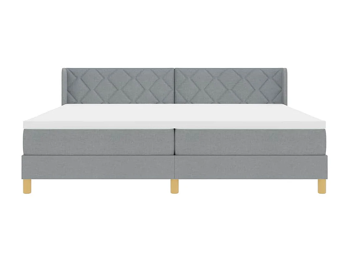 Cadre de lit avec matelas Gris clair 200 x 200 cm tissu