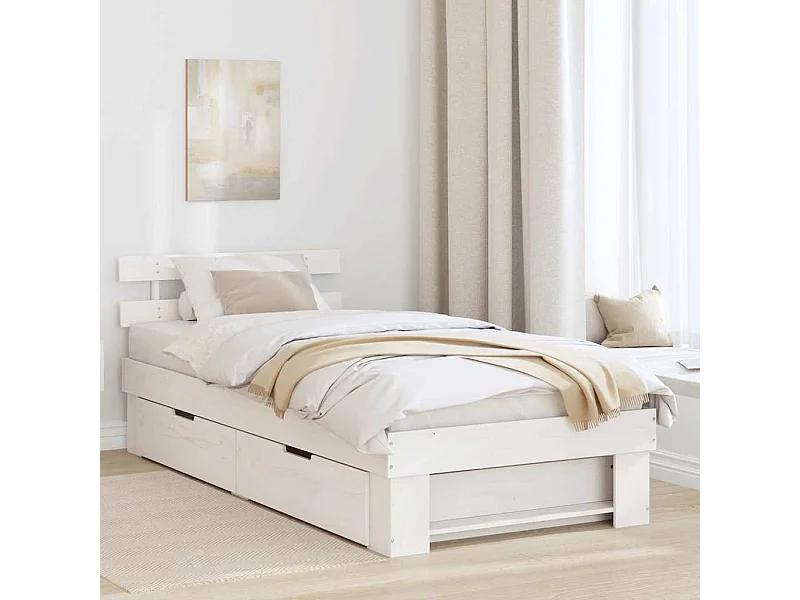 Estrutura da Cama Branco 75 x 190 cm Madeira de pinho maciça