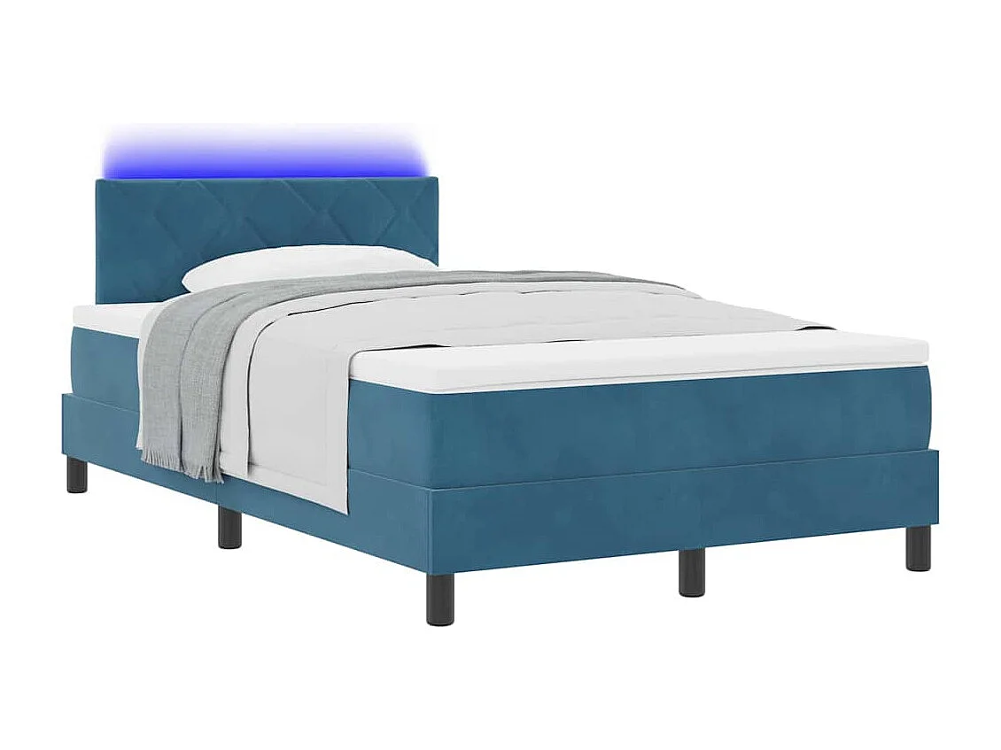 Cama tipo Box Spring Azul oscuro 120 x 200 cm Terciopelo