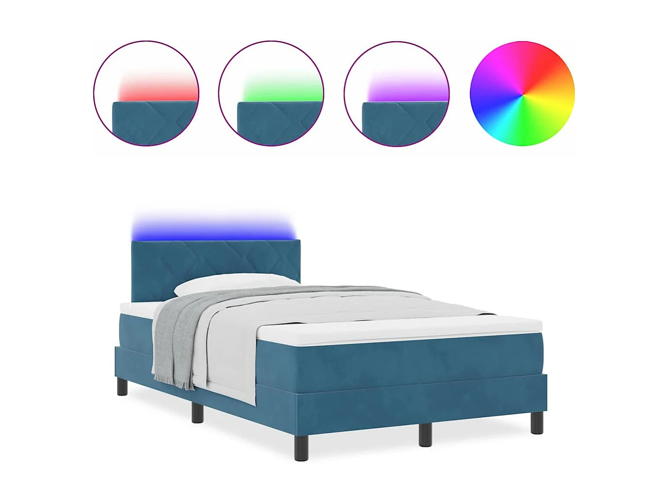 Cama tipo Box Spring Azul oscuro 120 x 200 cm Terciopelo