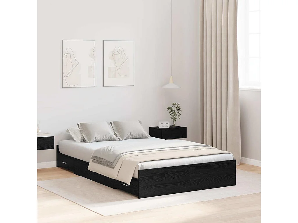 Estrado de cama com arrumação Carvalho preto 120 x 190 cm