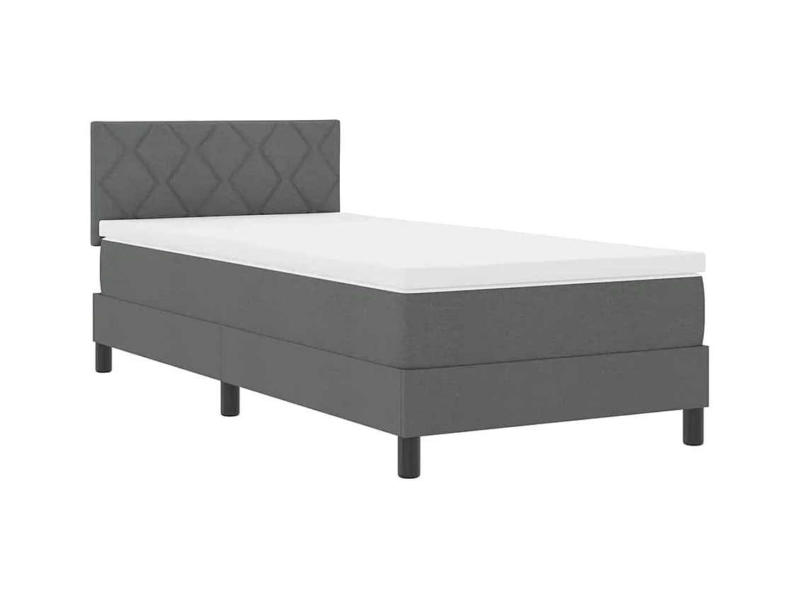 Cadre de lit avec matelas Gris foncé 100 x 200 cm tissu