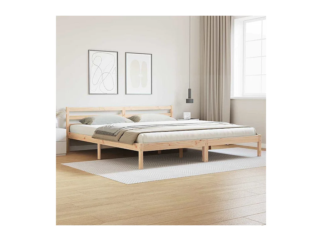 Marco de Cama Marrón 220 x 200 cm Madera maciza de pino