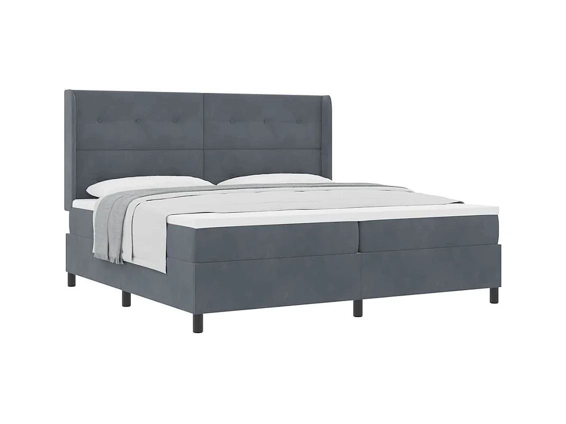 Cama Box com cabeceira Cinzento escuro 200 x 200 cm Veludo