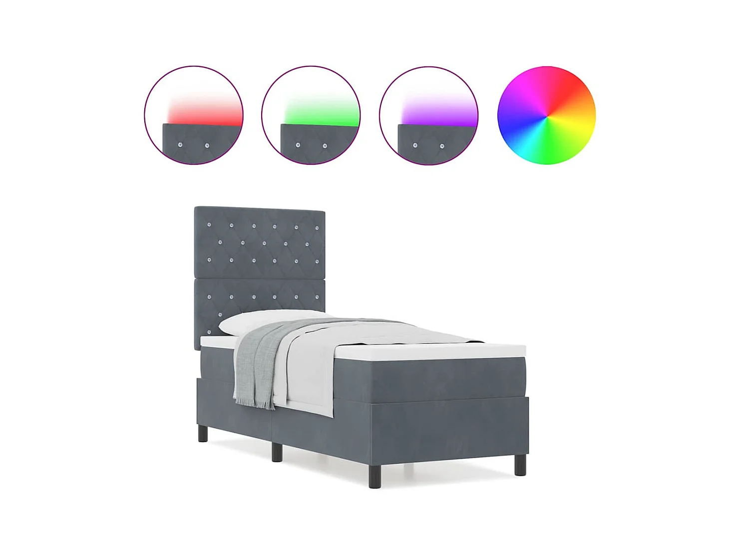 Boxspring bed met matras Donkergrijs 80 x 200 cm Fluweel