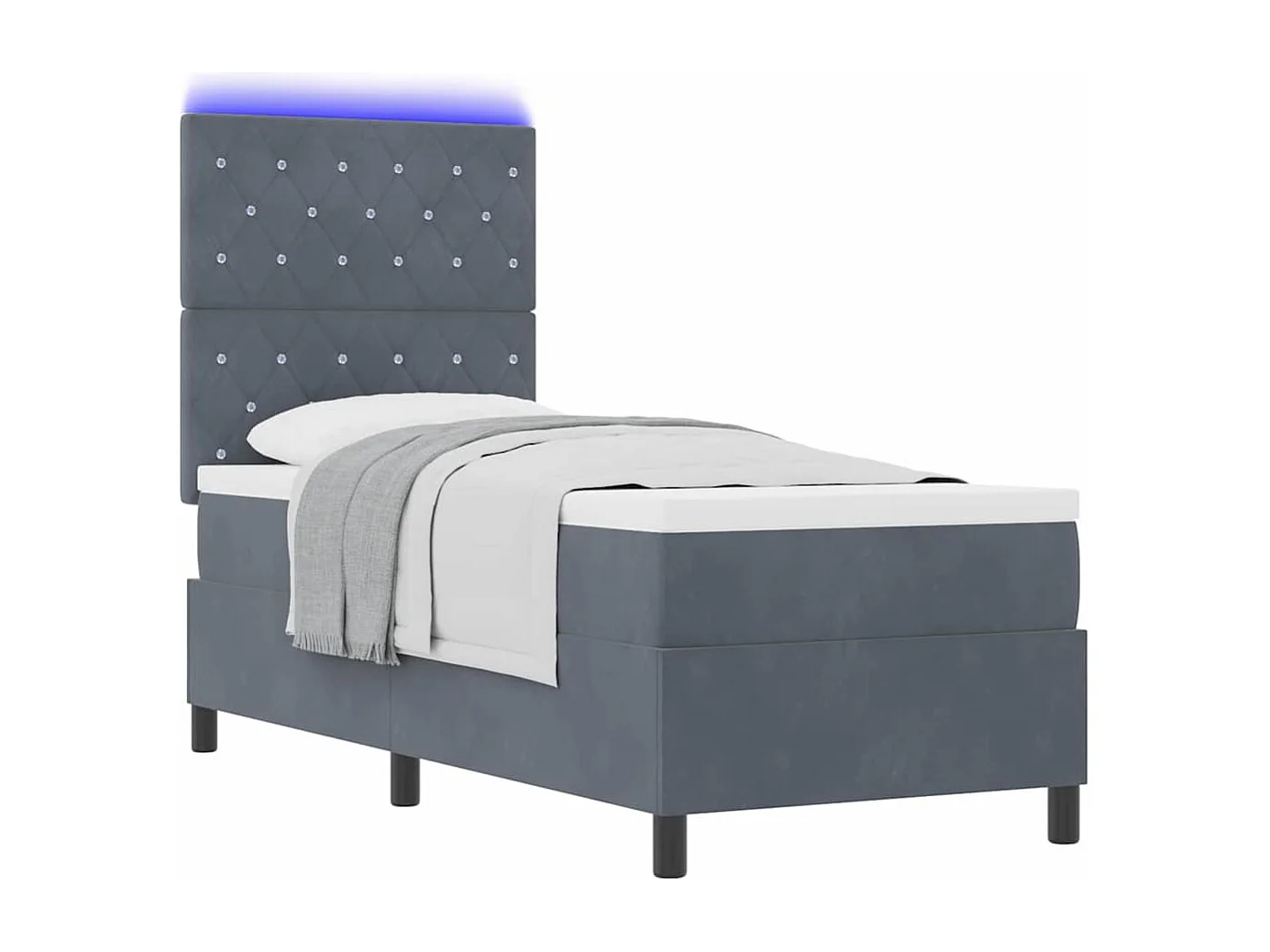 Cadre de lit avec matelas Gris foncé 80 x 200 cm Velours