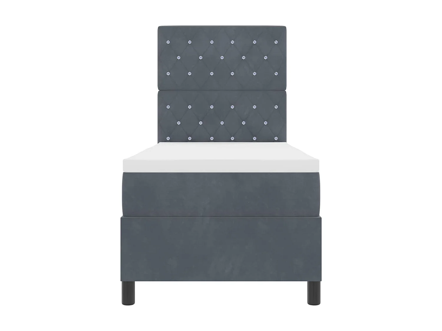 Cadre de lit avec matelas Gris foncé 80 x 200 cm Velours