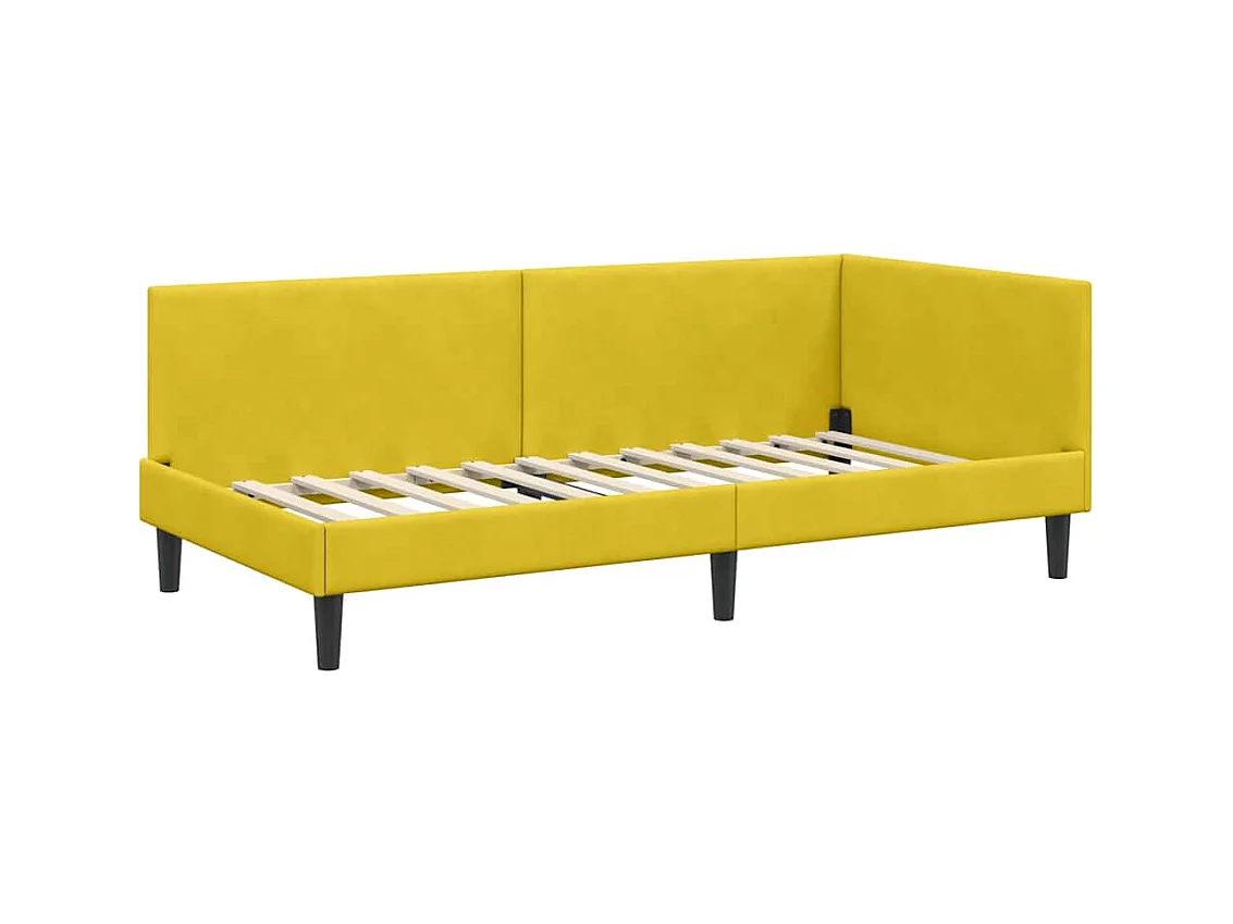 Hoekbedframe Anders Geel 80 x 200 cm Fluweel en Engineered hout