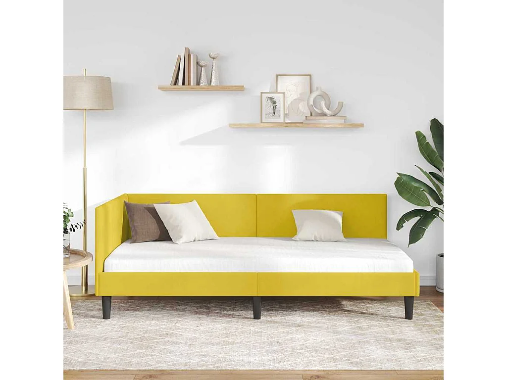 Cadre de lit d'angle Autre avec tête de lit Jaune 80 x 200 cm