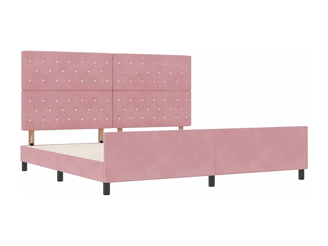 Cadre de lit avec tête de lit Rose 200 x 200 cm Velours