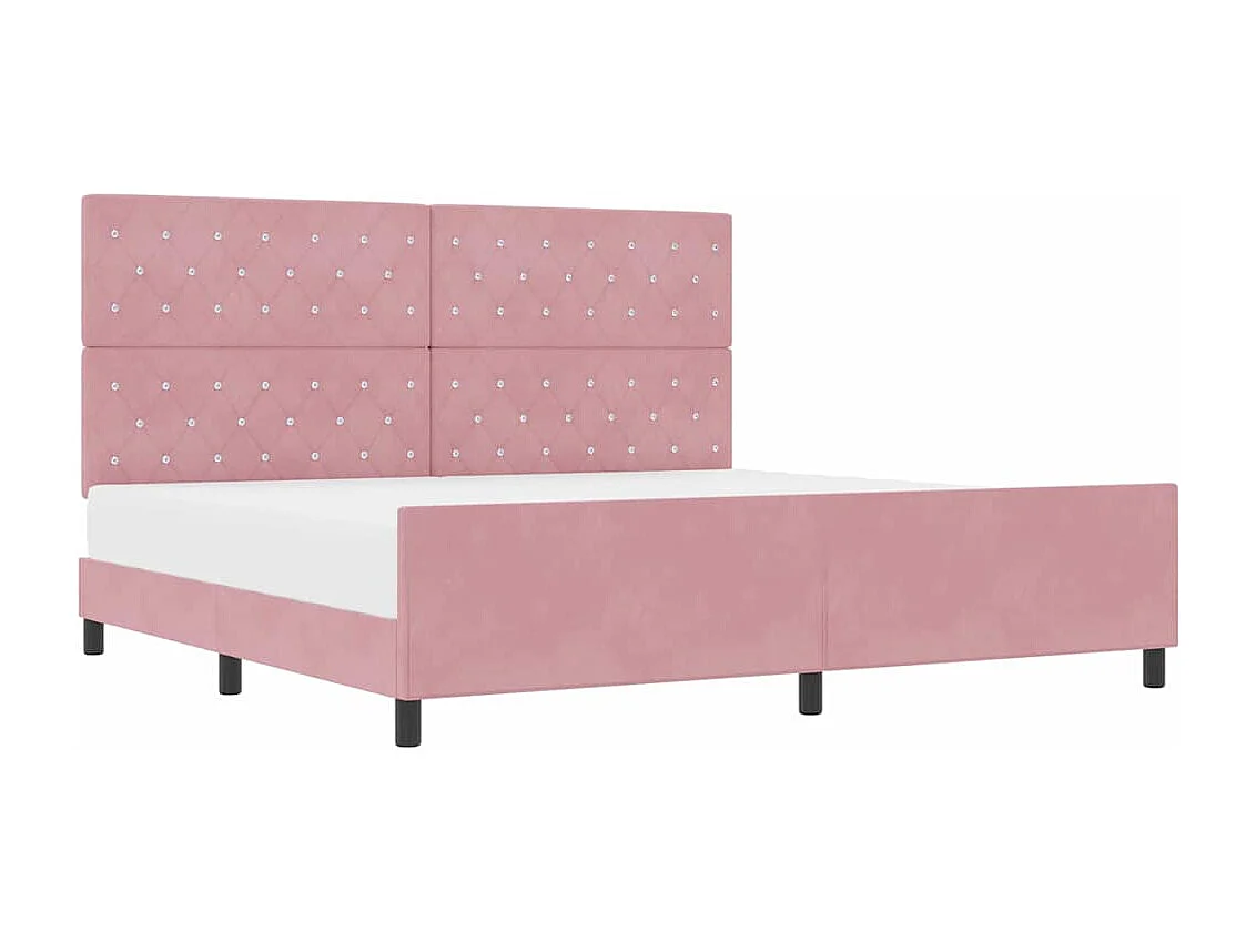 Cadre de lit avec tête de lit Rose 200 x 200 cm Velours