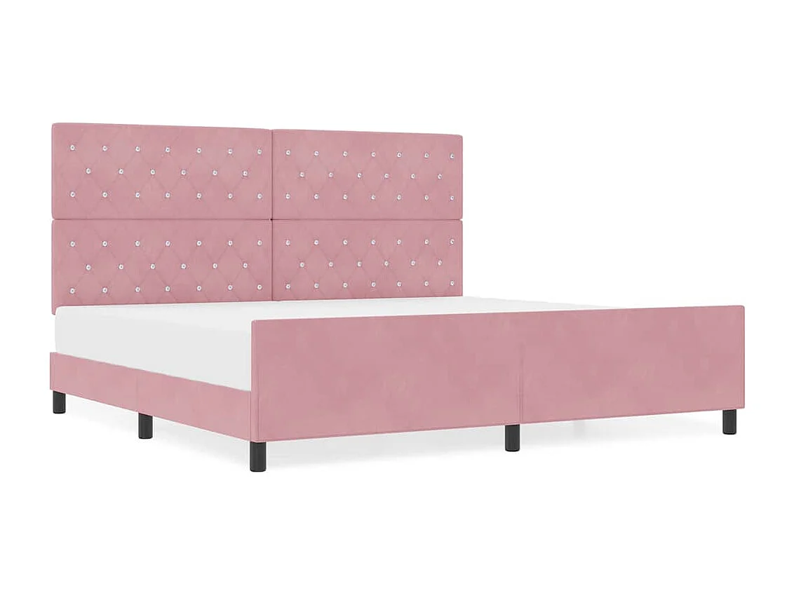 Cadre de lit avec tête de lit Rose 200 x 200 cm Velours