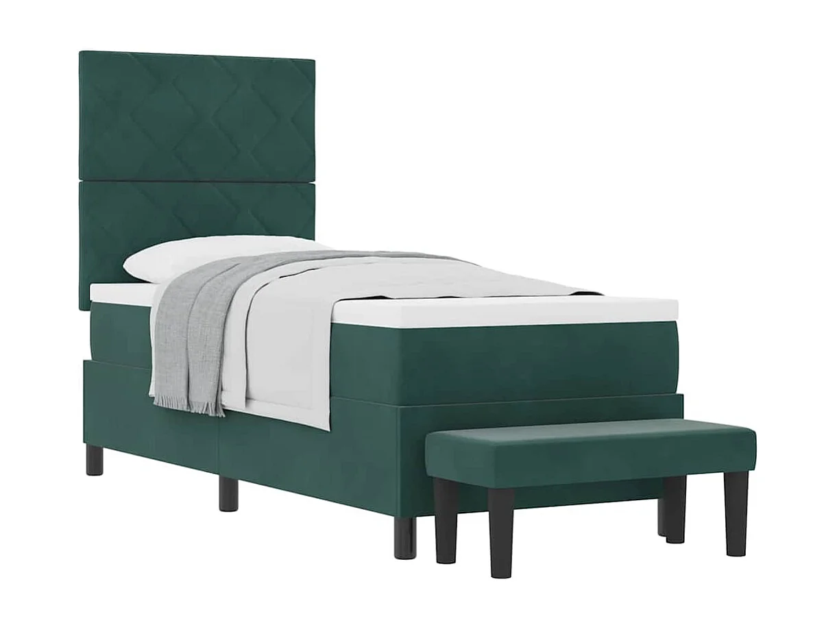 Cama tipo Box Spring Verde oscuro 80 x 200 cm Terciopelo