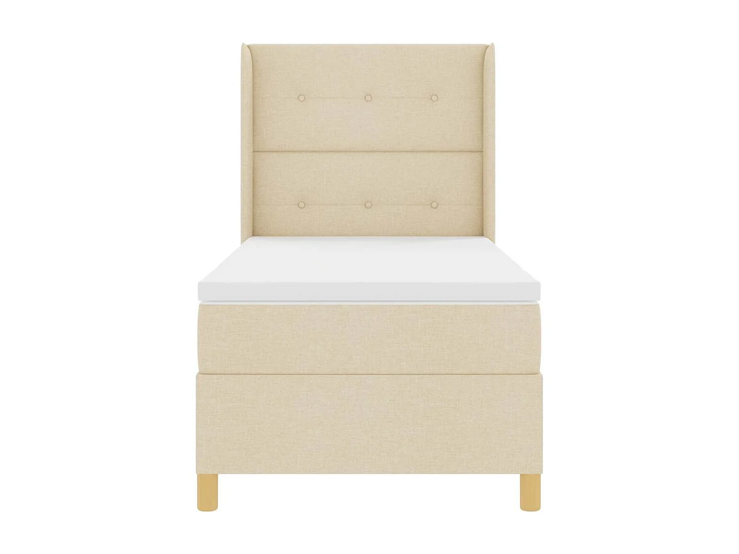 Cadre de lit avec matelas Crème 90 x 190 cm tissu