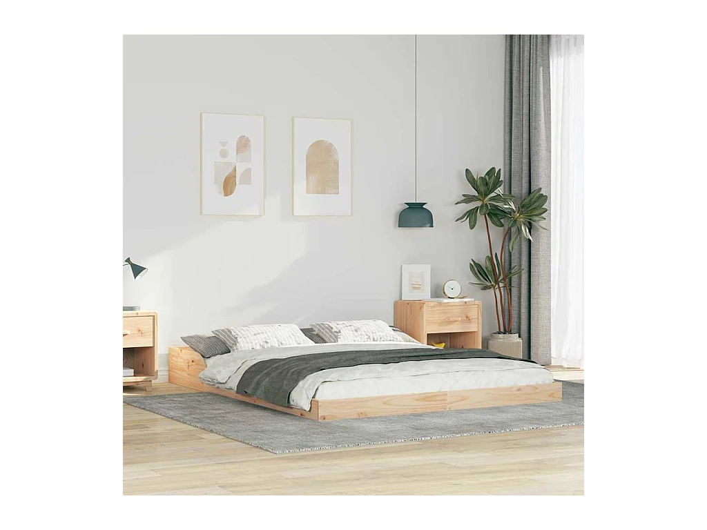 Estrutura da Cama Castanho 160 x 210 cm Madeira de pinho maciça