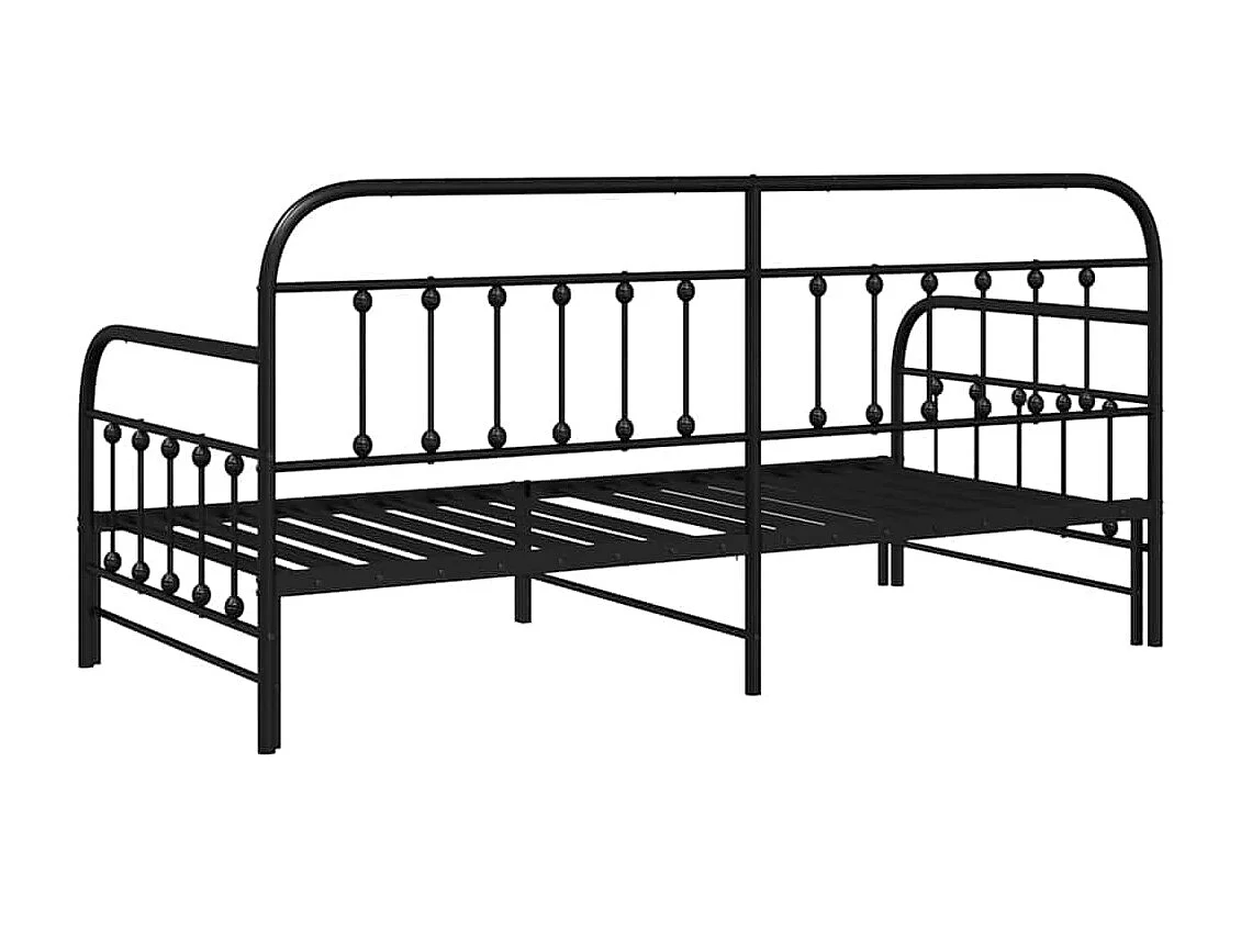 Cadre de lit de jour avec tête de lit Noir 107 x 203 cm Acier