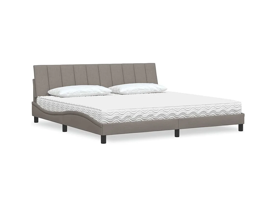 Cadre de lit avec matelas taupe 200x200 cm tissu