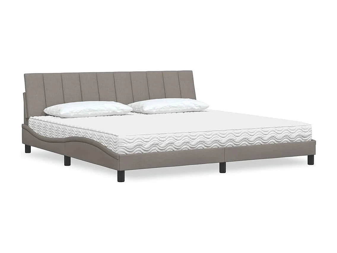 Cadre de lit avec matelas taupe 200x200 cm tissu
