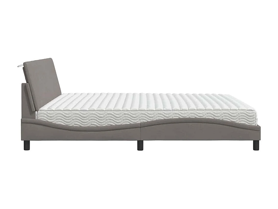 Cadre de lit avec matelas taupe 200x200 cm tissu