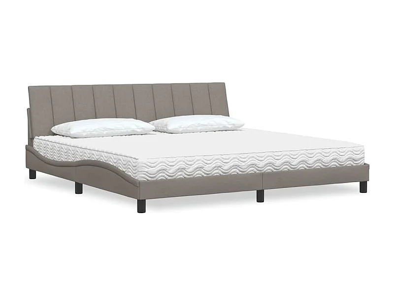 Cadre de lit avec matelas taupe 200x200 cm tissu