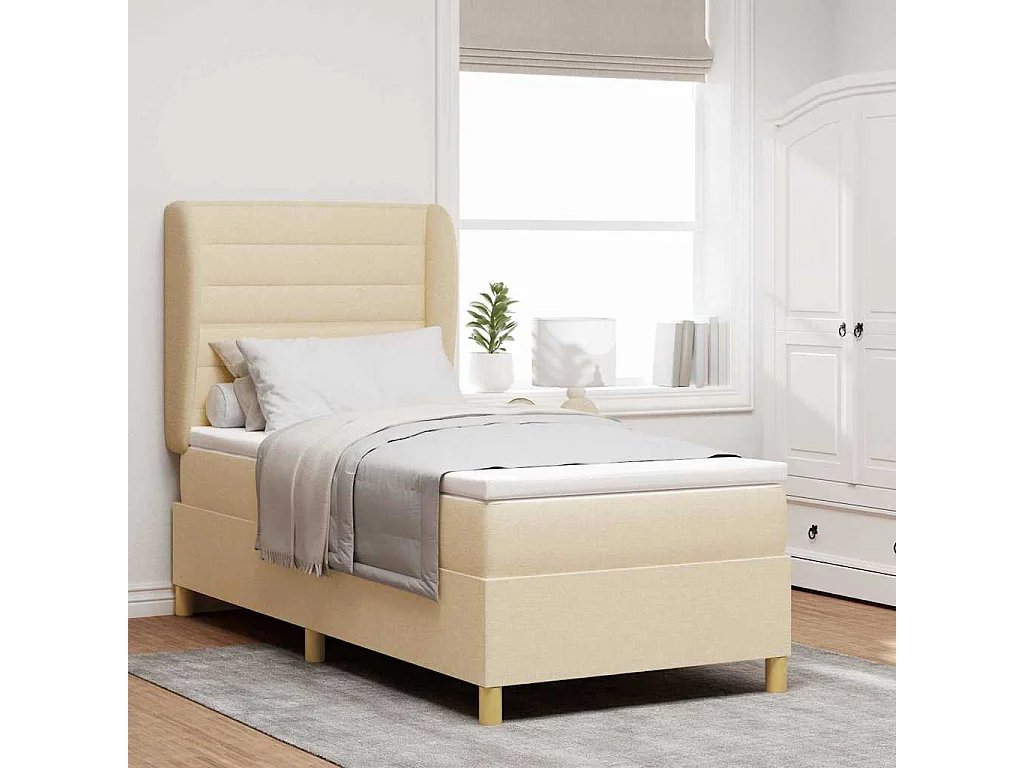 Cadre de lit avec matelas gris foncé 90x190 cm Crème