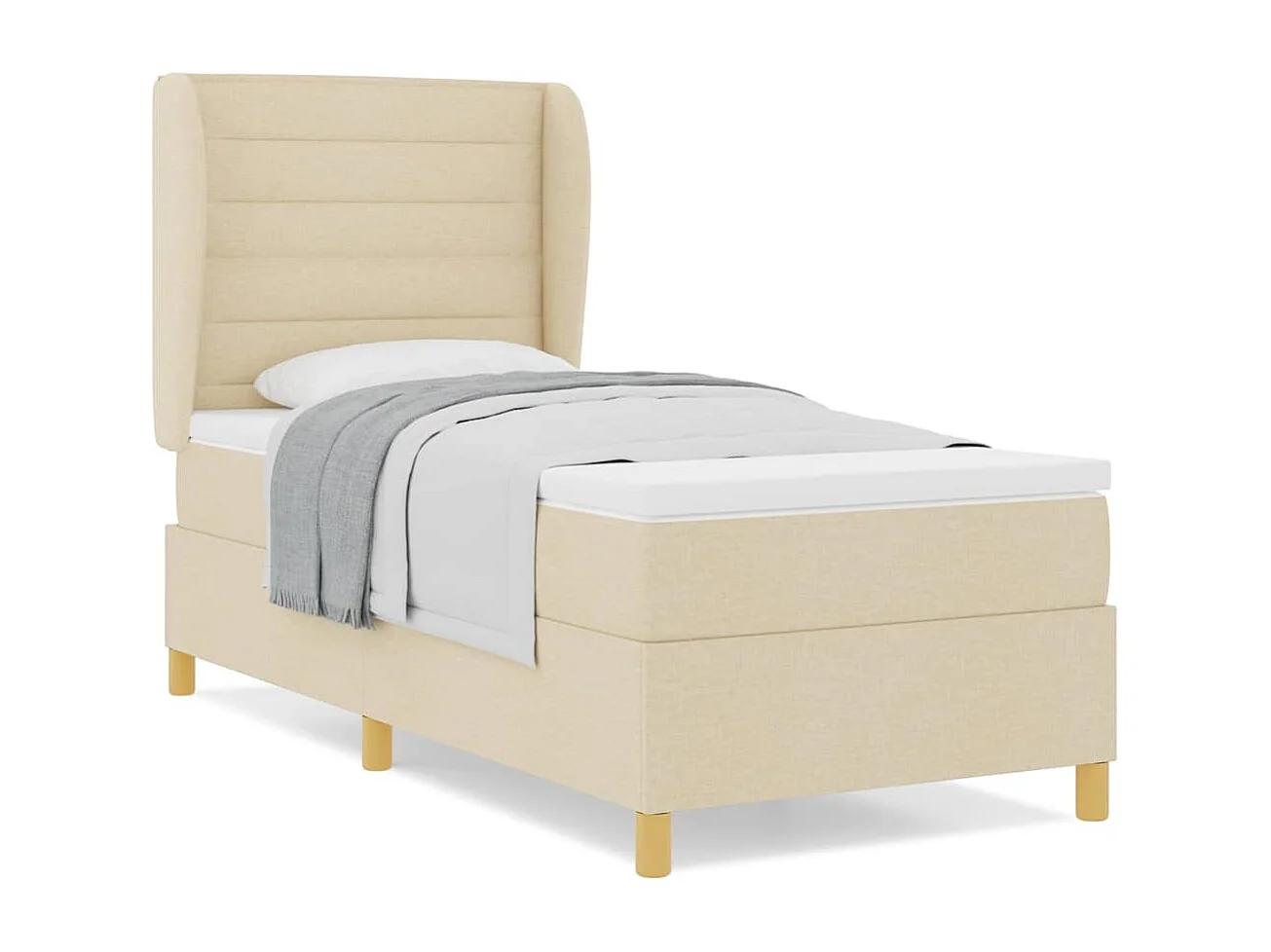 Cadre de lit avec matelas gris foncé 90x190 cm Crème