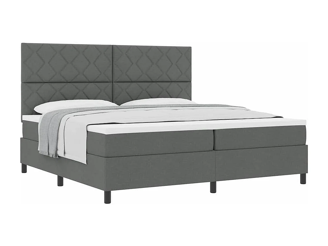 Cadre de lit avec matelas Gris foncé 200 x 200 cm tissu
